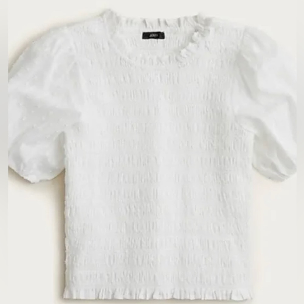 Puff-sleeve textured voile smocked top. NEVER WORN. XXS
